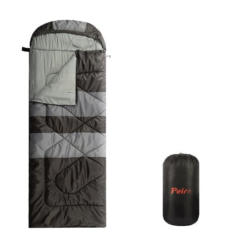 Peirhw Sleeping Bags, Backpacking Camping Sleeping Bag for Adults, 3 Season Warm & Cool Weather, Lightweight Waterproof Sleeping Bags with Compression Sack for Indoor Outdoor Camping Traveling, Black