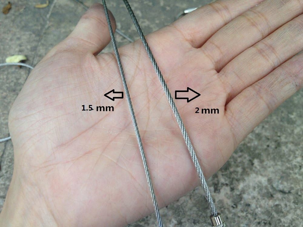 8pcs Stainless Steel Cable Key Ring Keychain with Screw Lock for Outdoor Sports (200mm)