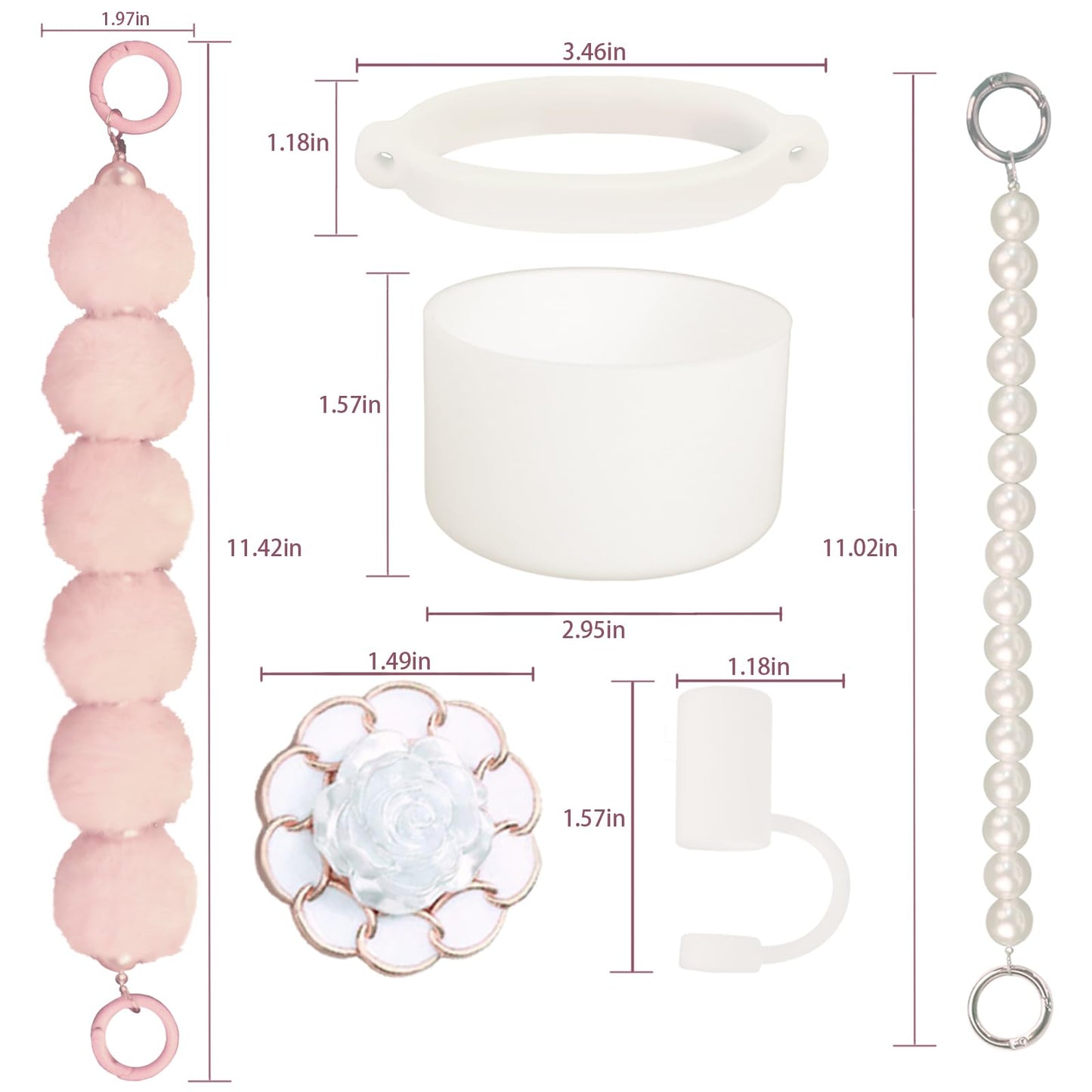 Accessory sets suitable for Stanley Cups contains a water bottle handle strap silicone straw cover silicone cup boot pendant accessory accessories