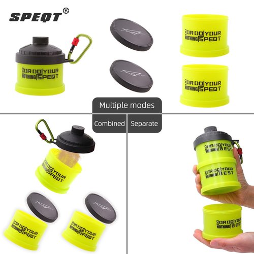 SPEQT Protein Powder Stackable Container To Go,with Top Cap Funnel for Water Bottle,Twist Lock Portable Supplement Organize Storage Dispenser for Pre/Post Workout,Fitness,Travel,Gym