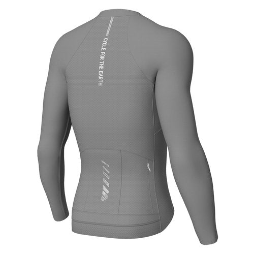 Lo.gas Mens Cycling Jersey Long Sleeve with 3+1 Rear Pockects Moisture Wicking UPF 50+ Full Zip Riding Bike Shirts,Grey L