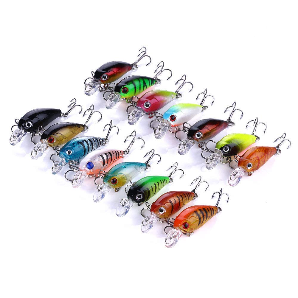 Fishing Lures Kit Mix Includes Minnow Popper Crankbait and Fish Hook for Fishing Saltwater Freshwater Trout Bass Salmon (DSP-20BPCS)