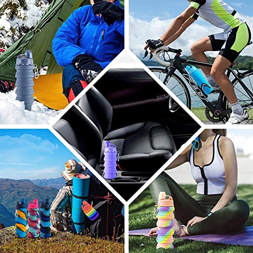 Colorful Collapsible Water Bottles 3 Pack 500ML BPA Free Silicone