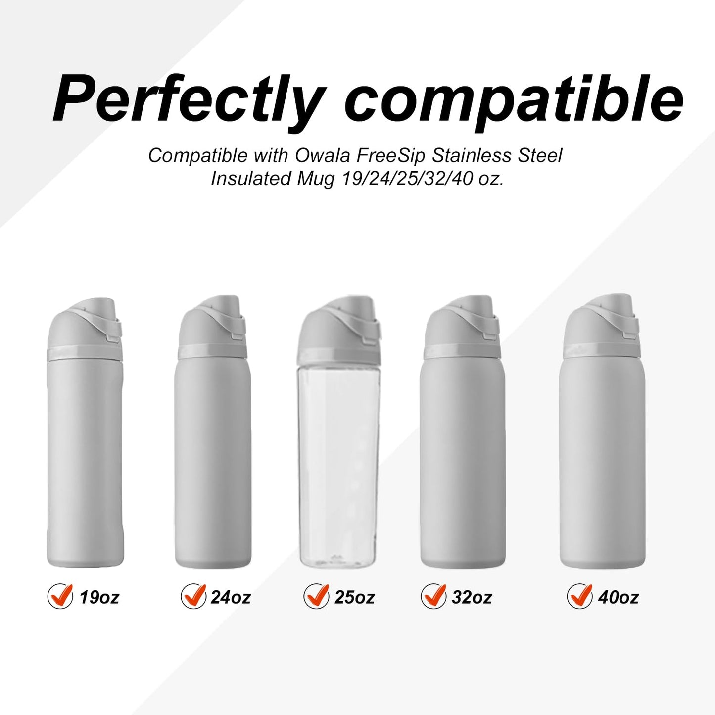 8pcs Water Bottle Lid Part Replacement Stopper Compatible with Owala FreeSip 24oz 32oz, Bottle Mouth Seal Stopper Accessories for Owala 19/24/32/40oz BPA-Free Cap Sealing Gasket Silicone Plug