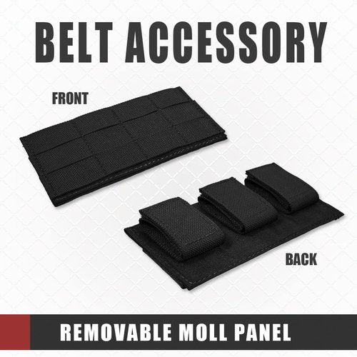 Tactical Belt Molle Accessories,2 Pcs Removable Loading Panels,Convertible Add Molle System for Gun Work EDC Police Duty (BK)
