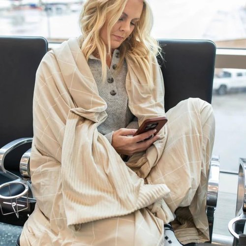 Beddy's Dual-Sided Travel Blanket for Airplane or Car, Packable with Portable Carrying Case Bag, Super Soft & Cozy Lightweight Blanket, Perfect for Travelers, Road Trips and Camping, On-The-Go