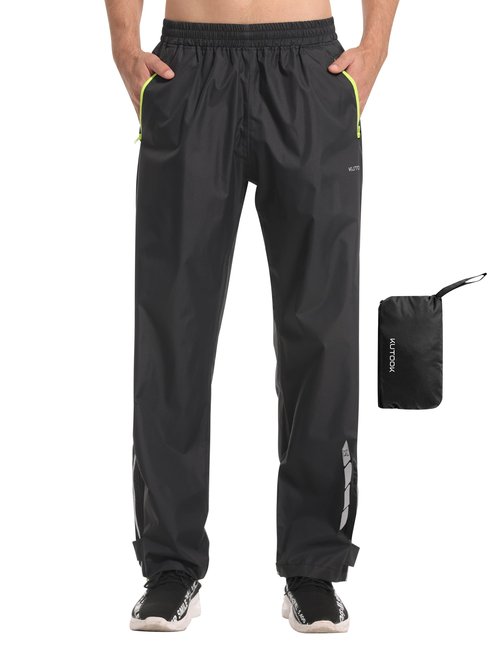 KUTOOK Waterproof Rain Pants Men Outdoor Pantalón Impermeable para Hombre Breathable Pants Work Motorcycle Hiking Fishing,Black Green L