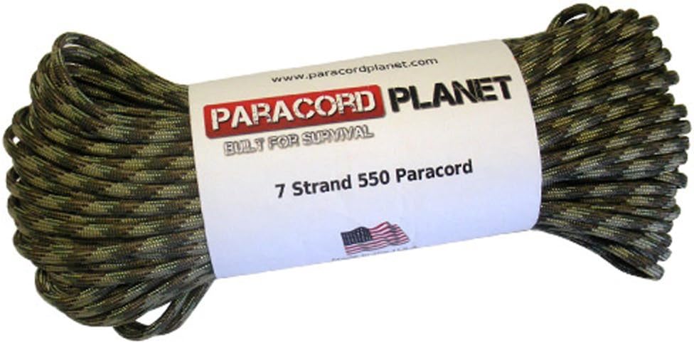 Paracord Planet 550 lb, 50' Foot Hank, Parachute Cord. Also Known as Paracord Rope, Parachute Rope, Utility Cord, Tactical Cord, and Military Cord. USA Made to Provide Durability and Strength.