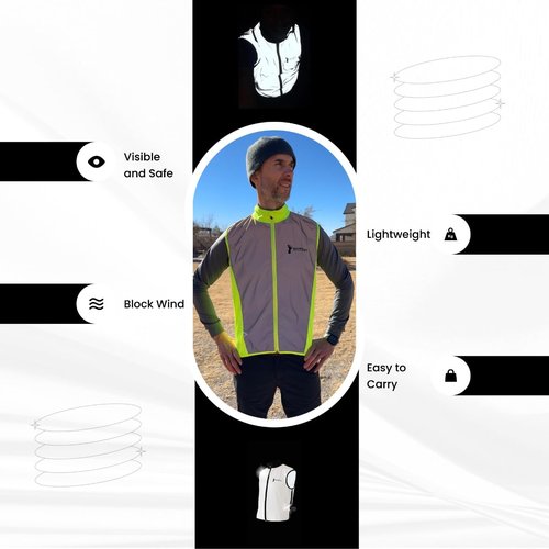ReflecToes Lightweight Full Reflective Vest For Night Visibility - Cycling Gilet - Running Vest (US, Alpha, Medium, Fluorescent Trim)