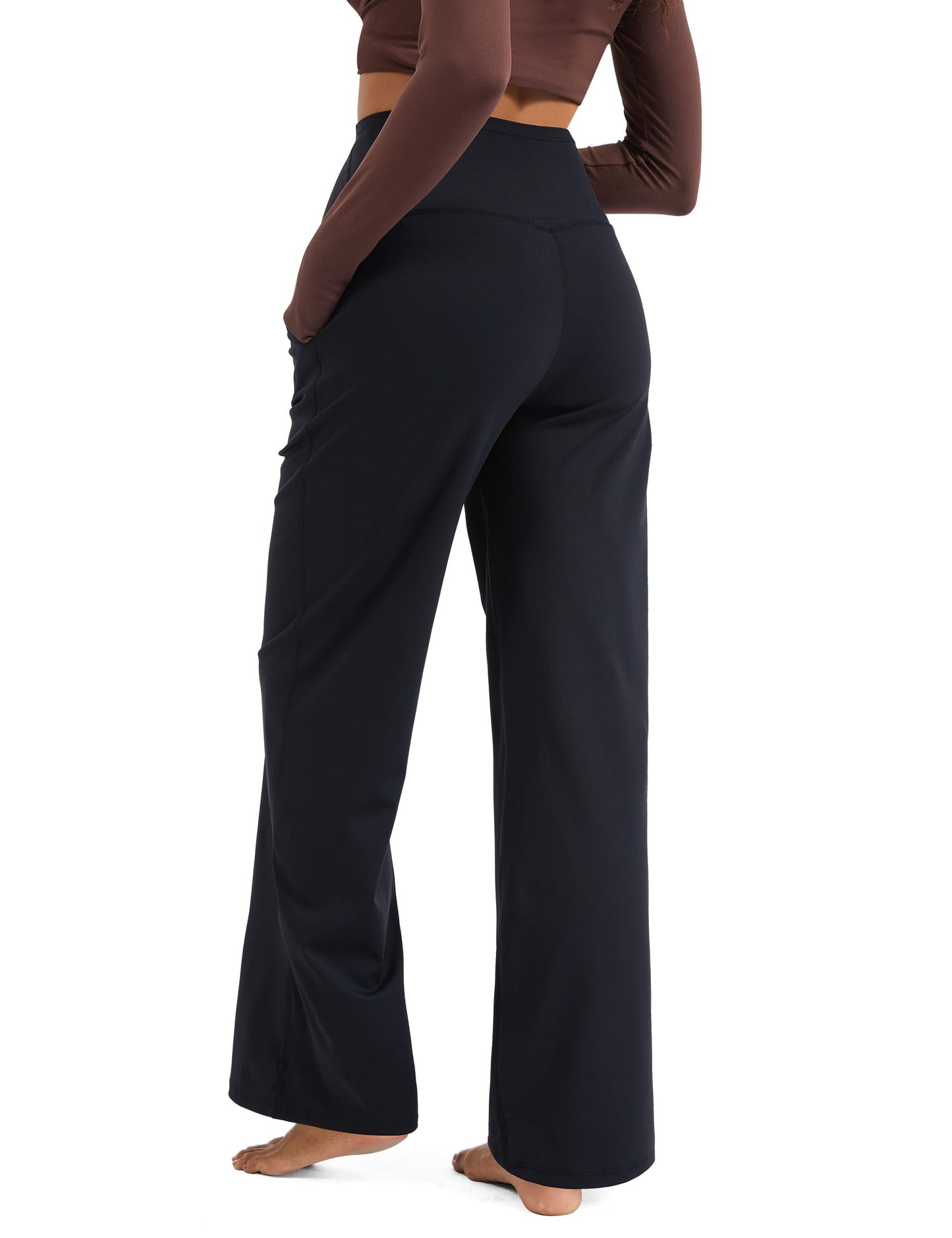 MathCat Womens Maternity Pants Over The Belly Wide Leg Yoga Work Dress Pants Pregnancy Pants Lounge Trousers Stretchy Soft Black