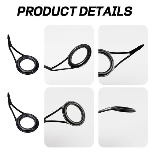 YAFIYGI 8pcs Fishing Pole Eyelets Replacement Kit Fishing Rod Tip Repair Kit Replacement Steel Ceramic Ring Fishing Rod Guides Tips for Rods Micro Tip Eyes Recoil Spring Eyelets Top Pole Guide Tips