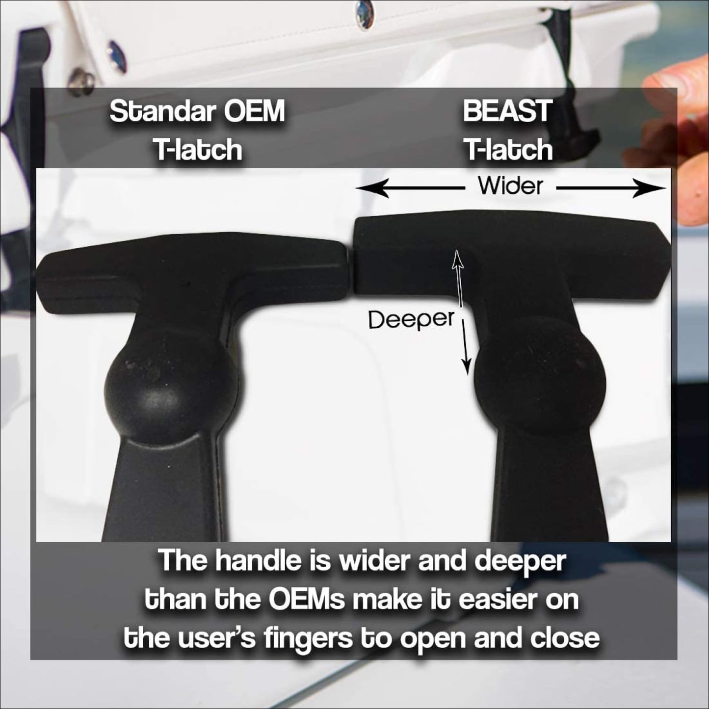 Beast Cooler Accessories 2-Pack Replacement Lid Latches for Yeti and RTIC - Black Rubber, Cooler Latches Replacement for Yeti, RTIC, and More - Hard Handle Grips, 20 Inches