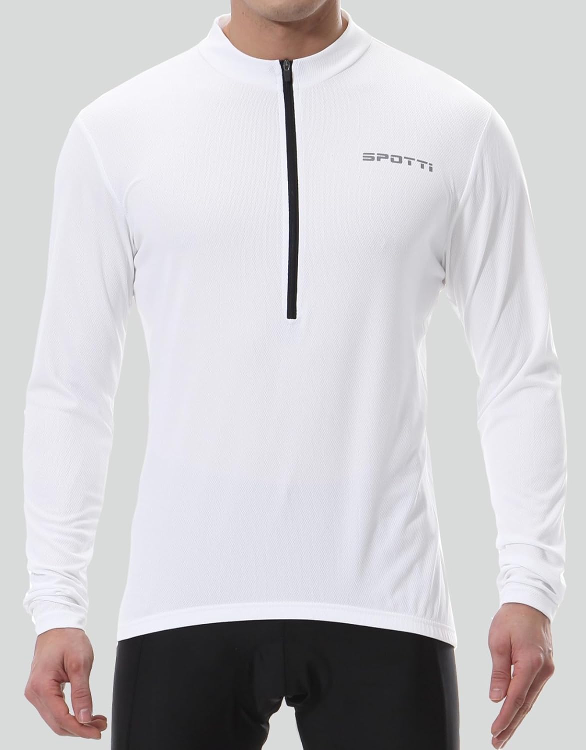 Spotti Men's Cycling Bike Jersey Long Sleeve with 3 Rear Pockets - Moisture Wicking, Breathable, Quick Dry Biking Shirt