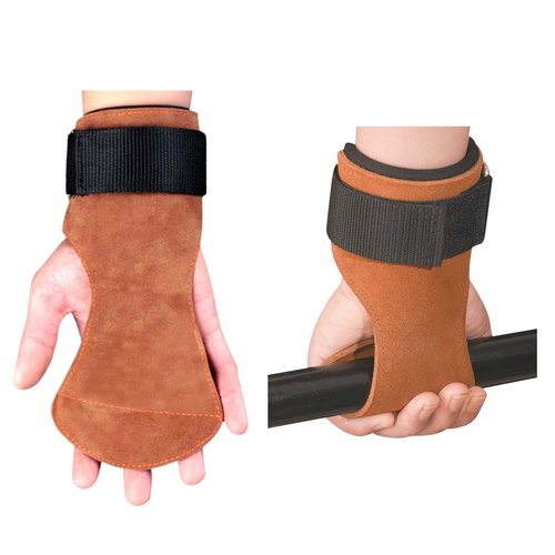 Weight Lifting Straps For Gym, Padded Wrist Straps For Weightlifting Deadlift Barbell Row Pull-up, Workout Straps Hand Lifting Grips for Men Women Hand Protection Microfiber Leather, Brown