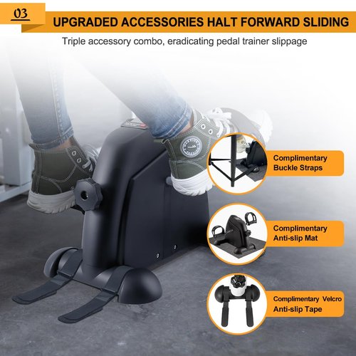 GOREDI Under Desk Bike Pedal Exerciser, Portable Mini Exercise Bike with LCD Display for Home/Office, Desk Cycle for Leg/Arm with Handle, Leg Exerciser While Sitting for Seniors (Black)