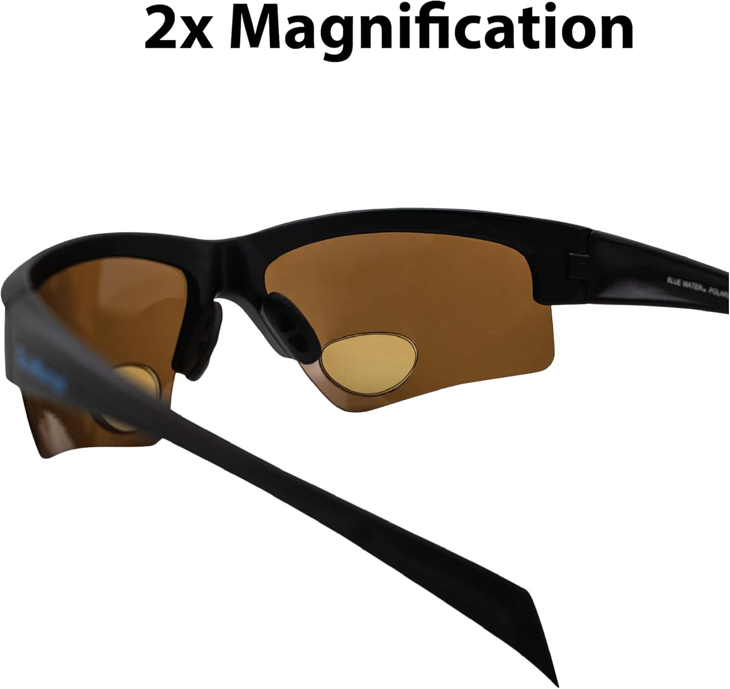 Global Vision BluWater Polarized Bifocal Sunglasses For Men & Women Fishing Glasses With Bifocals +2.0 Magnification Black Frame w/Polarized Brown Lenses