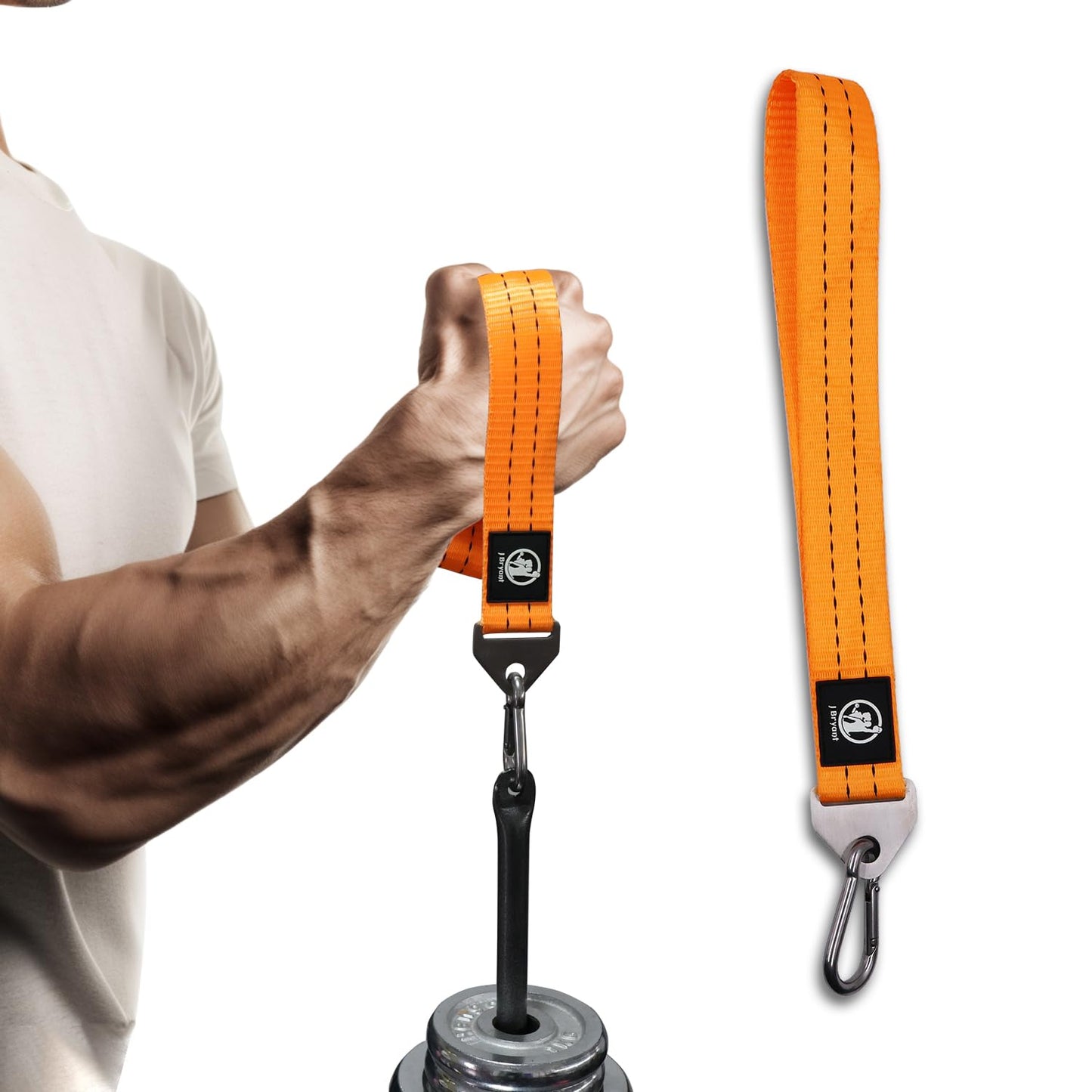 Arm Wrestling Training Strap Belt Hand Grip Arm Finger Forearm Exerciser Strengthener for Cable Machine (Short)