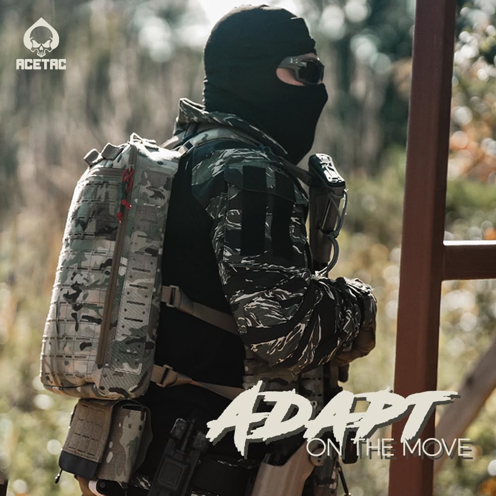 ACETAC PARAGON Assault Pack, Tactical Hook and Loop Laser Cut Nylon M9 Trauma Medical Supplies Deattachable Organizer Pouches and Removable Panel (Black)