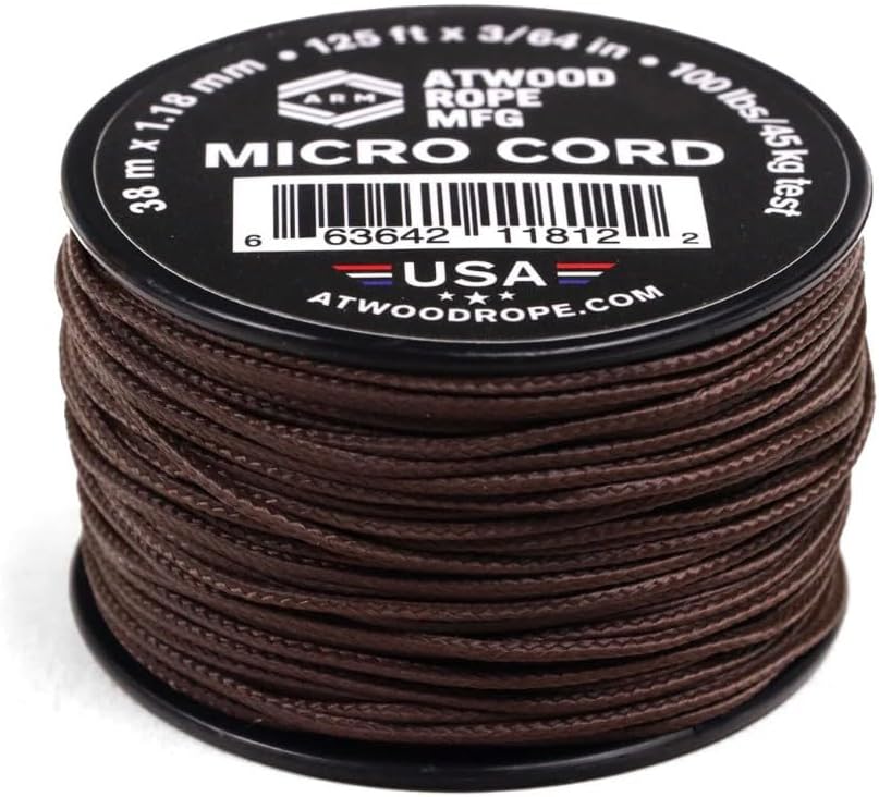 Atwood Rope MFG Micro Utility Cord 1.18mm X 125ft Reusable Spool | Tactical Nylon/Polyester Fishing Gear, Jewelry Making, Camping Accessories