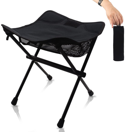 HADUKI Camping Chair Foot Stool,Folding Lightweight Stool Portable Collapsible Camping Stool Retractable Chairs with Carry Bag 220LBS Camping Stools for Indoor Or Camping Fishing Hiking BBQ(Black)