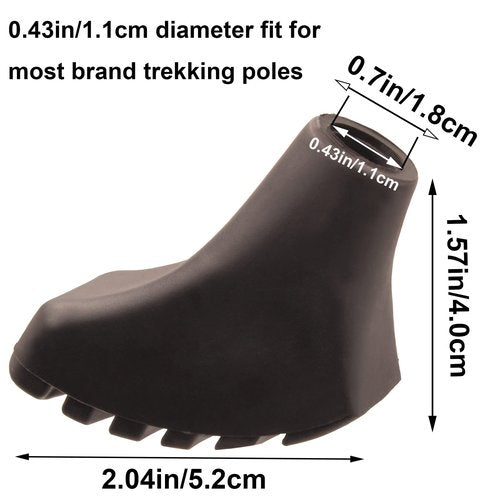 HAPLUSTAR Trekking Poles Tips Set - Feet Replacement Rubber Trek Cane Tips Protectors Fit Most Walking Hiking Sticks - 11 mm Diameter