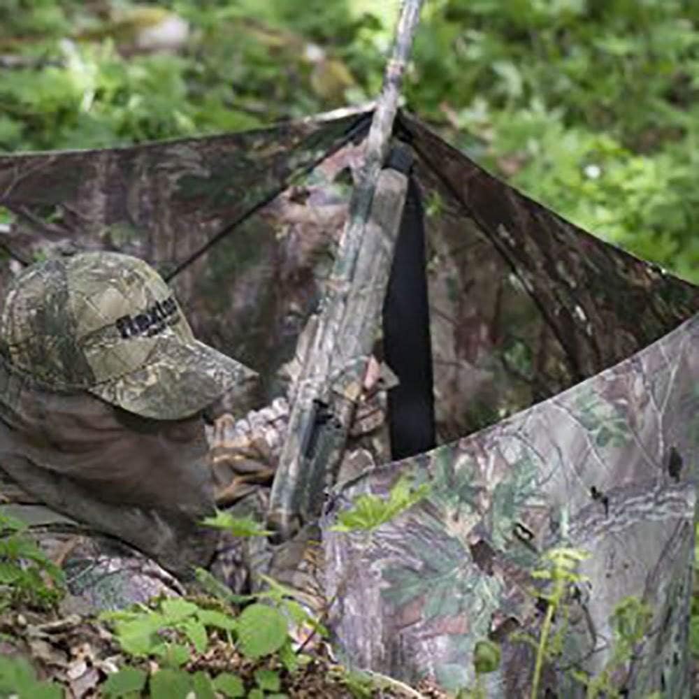 Ameristep Throwdown Ground 3D Leafy Die-Cut Camo Ultra-Compact Easy-Setup Three-Panel Low-Noise Run-and-Gun 2-Person Hunting Blind