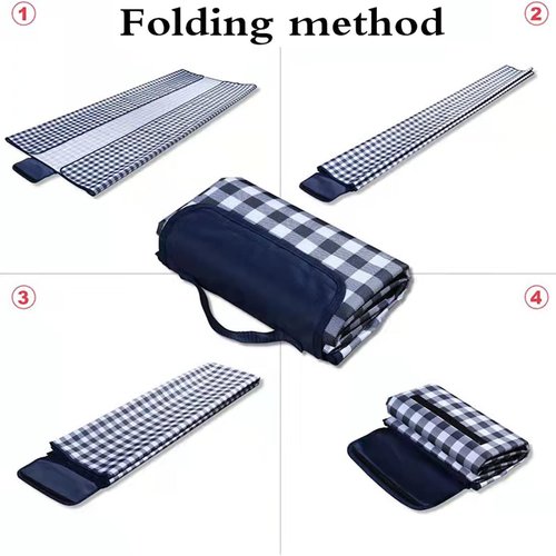 LRUUIDDE Extra Large Picnic Blanket Beach Blankets, Outdoor Foldable Waterproof Sand Mat for Beach Camping Hiking Travel Family Concerts Grass Park Music Festival Lawn Mats (Dark Blue, 80x60inch)