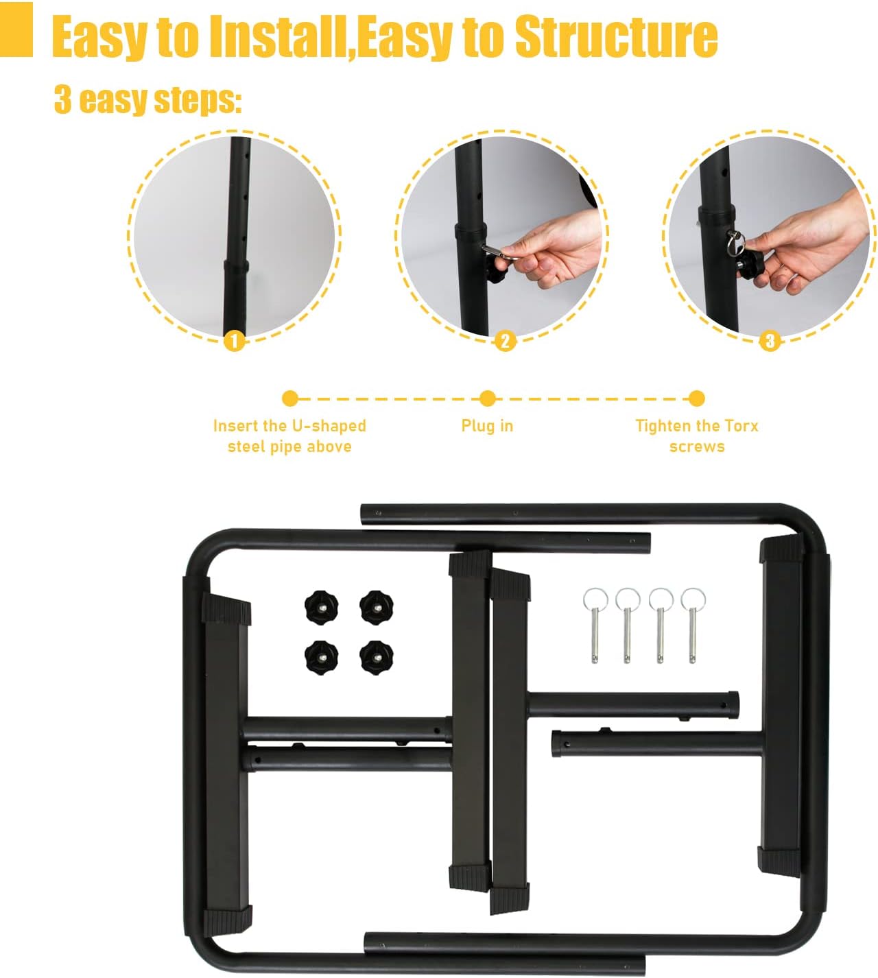 POWER GUIDANCE Dip Bar, Dip Stand Station for Full Body Strength Training, Adjustable Height 30Inches - 38.6Inched, 3 Colors Available
