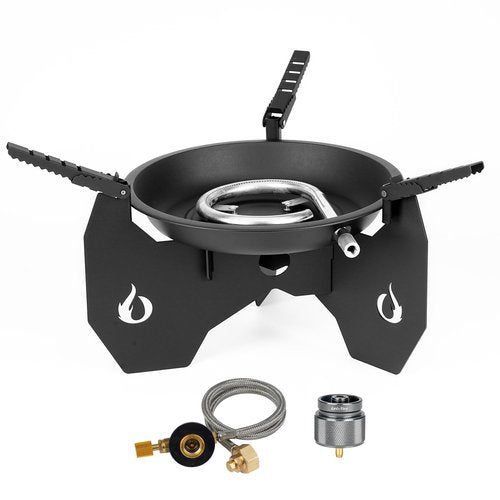 ONLYFIRE Portable Gas Camping Stove with Carry Bag, Dutch Oven Stand with Foldable Pot Brackets, Outdoor Propane Gas Stove for Camping Hiking Picnic Patio Cooking, GS341