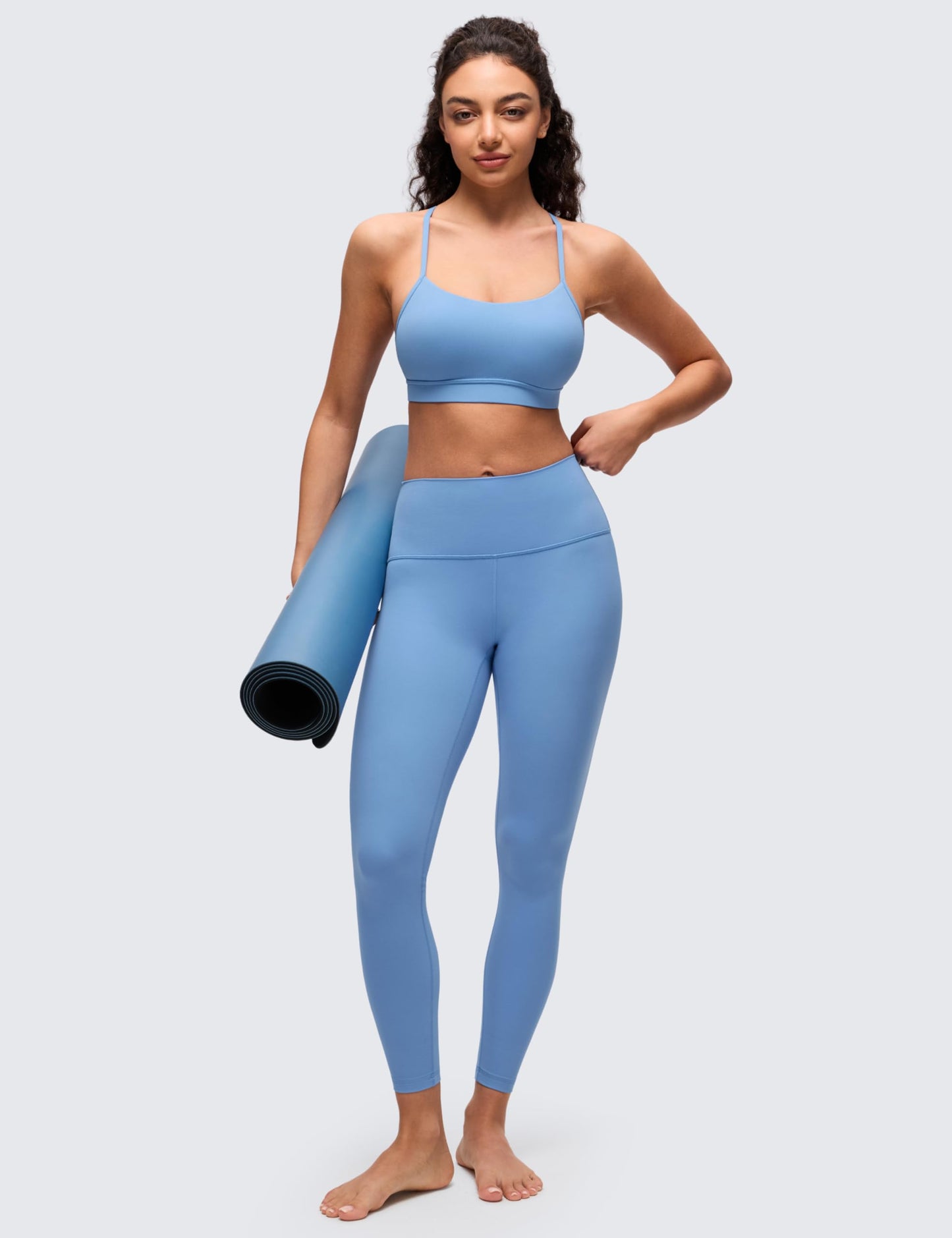 CRZ YOGA Butterluxe Y Back Sports Bras for Women - Padded Racerback Low Impact Spaghetti Thin Strap Workout Yoga Top Party Blue X-Large
