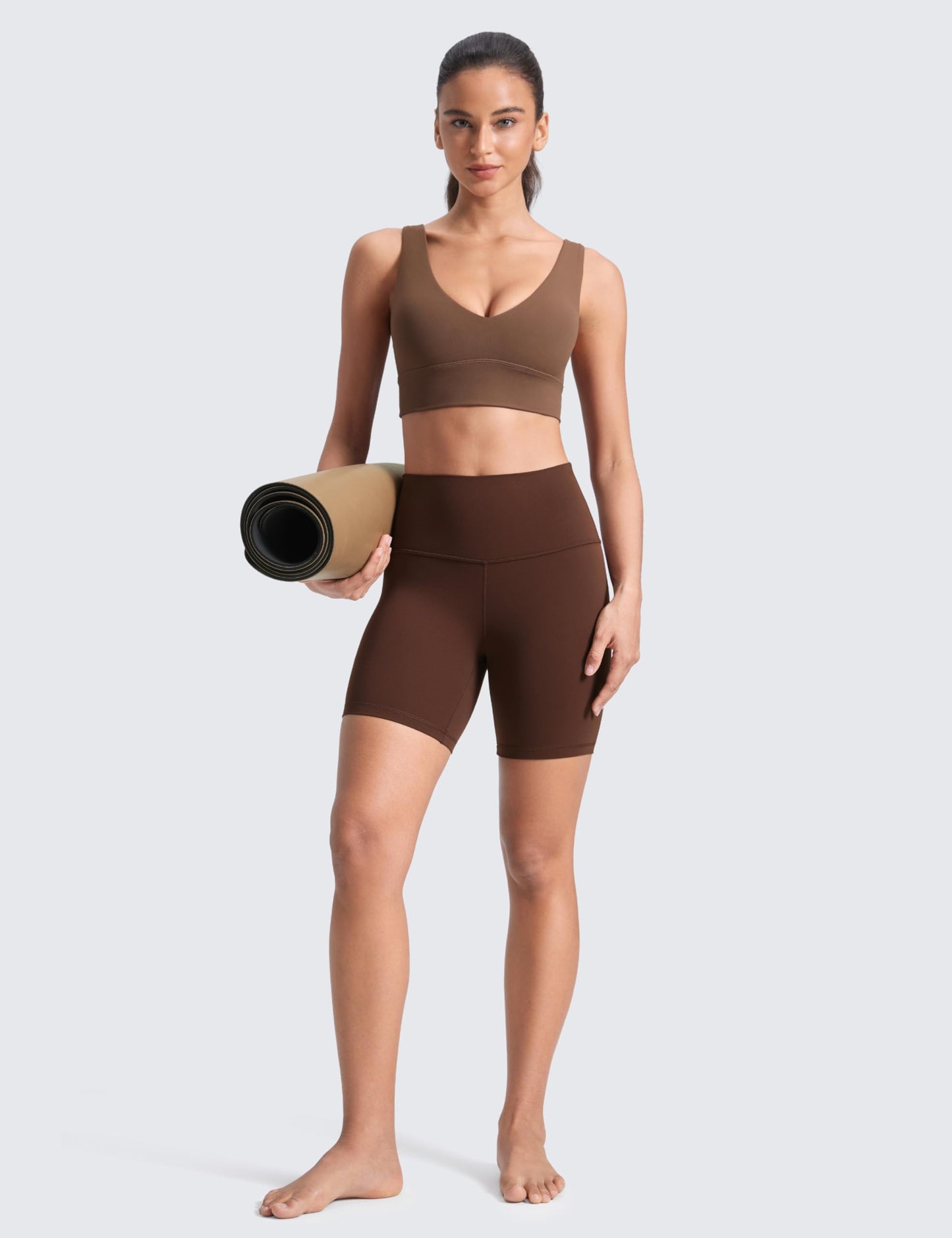 CRZ YOGA ButterLuxe Biker Shorts 6" - High Waisted Workout Running Volleyball Spandex Yoga Womens Lava Brown X-Small