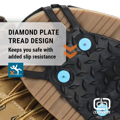 Due North Light Industrial Footwear Traction Aids, Tungsten Carbide Ice Cleat Spikes, Lightweight Full-Foot, Rubber, Unisex, L/XL, V3550170-L/XL
