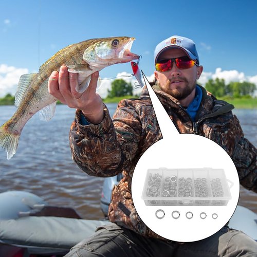 lyfLux 400 PCS High Strength Heavy Stainless Steel 30lb to 95lb Split Ring Lure Connector and 2 PCS Fishing Pliers, Heavy Duty Bait Rings, Tackle Connectors