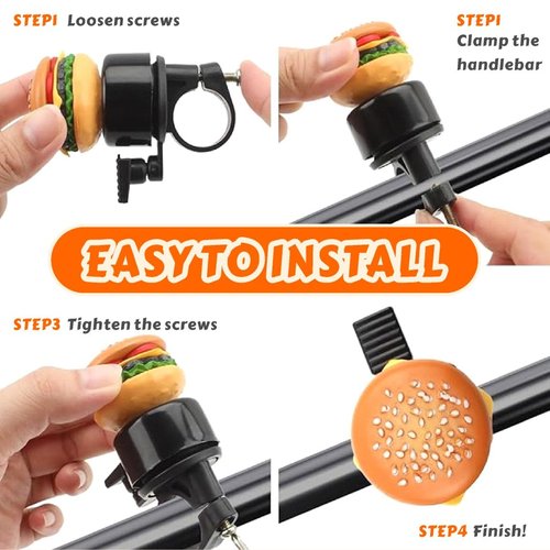 MAOMCIAI Kid's Bike Bell,Food Bike Bell,Bike Bell, Cute Cycling for Toddler Children Boys Girls,Bicycle Bell for Girls, Bike Horn, Toddler Bike Bells, Also Fit Balance Bike and Scooter (Hamburger)