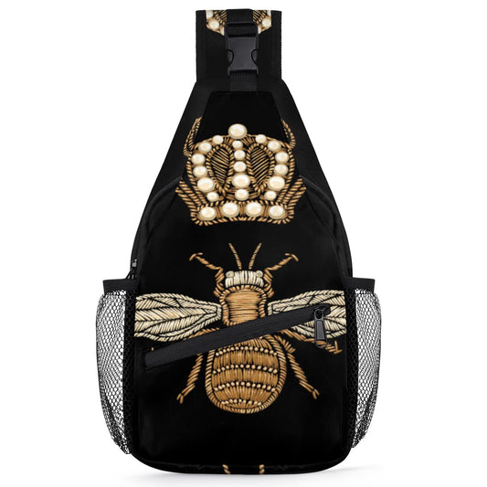 Bee Pattern Sling Bag Crossbody Sling Backpack Water Resistant Shoulder Bag Outdoor Travel Hiking Chest Bag Daypack for Women Men Unisex
