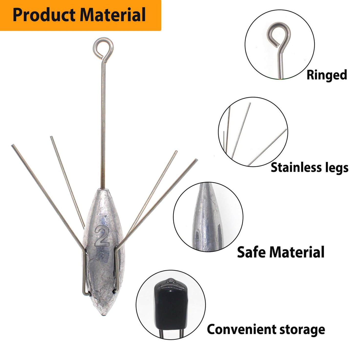 5 Pcs Sputnik Sinker Fishing Weights Lead Surfing Casting Spider Sinkers Long Tail Fishing Equipment for Catfish Saltwater Beach Sand Ocean (3oz - 5pcs)