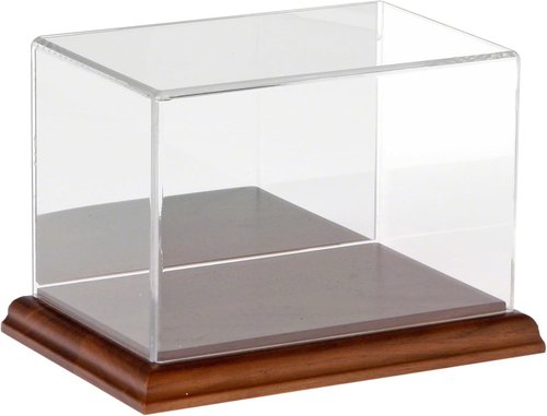 Clear Acrylic Display Case with Hardwood Base - 6x4x4 Inches for Collectibles