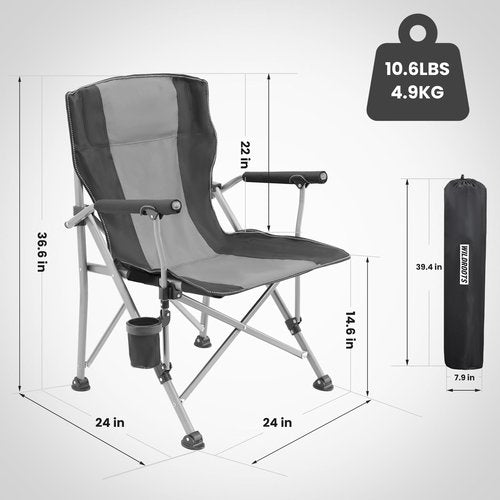 WILDROOTS Heavy Duty Camping Chair, Durable Padded Folding Chair