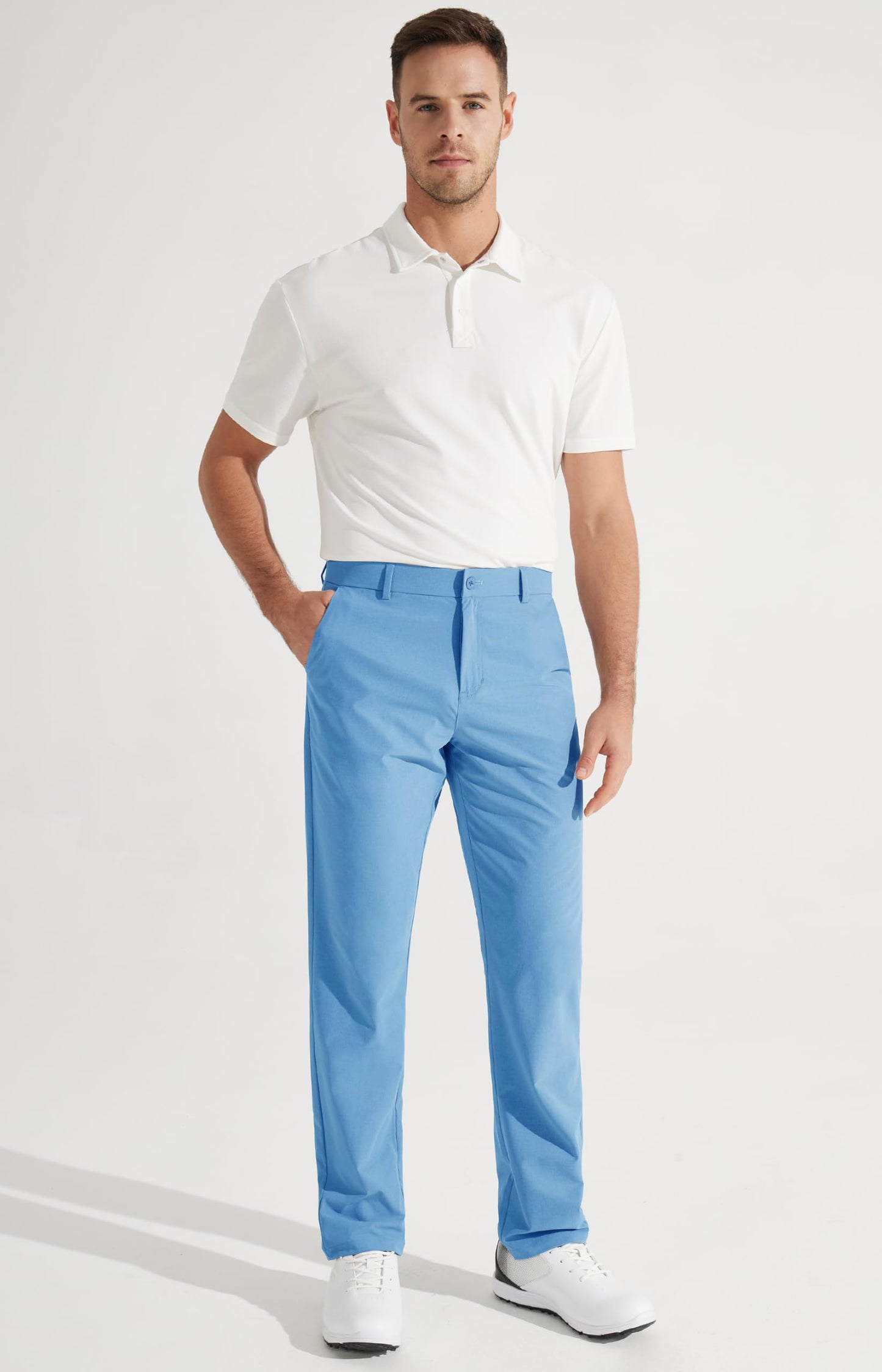 Libin Mens Golf Pants Classic Fit Stretch Work Dress Pants 32" Quick Dry Lightweight Business Casual Trousers Comfort Water Resistant, Brilliant Blue, 30W x 32L