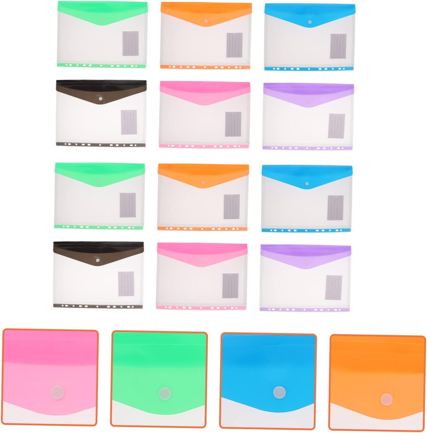 Homoyoyo 12Pcs Blinder File Bags Translucent Document Organizers Multi Versatile Storage for Photos and Cards Reusable