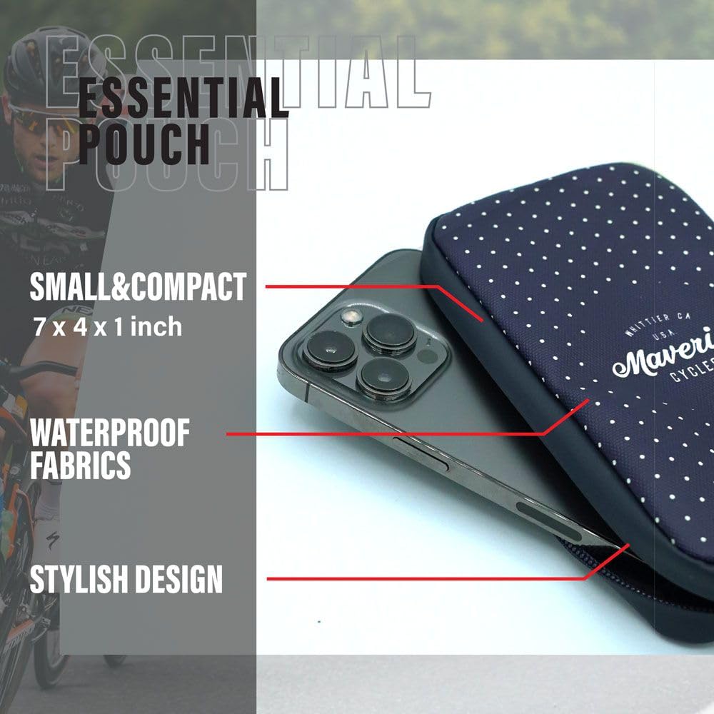 Maverick Cycles Bike Wallet Essentials Travel Case for Mountain Road Bike Cycling Phone Pouch Card Case (Polka Dots)