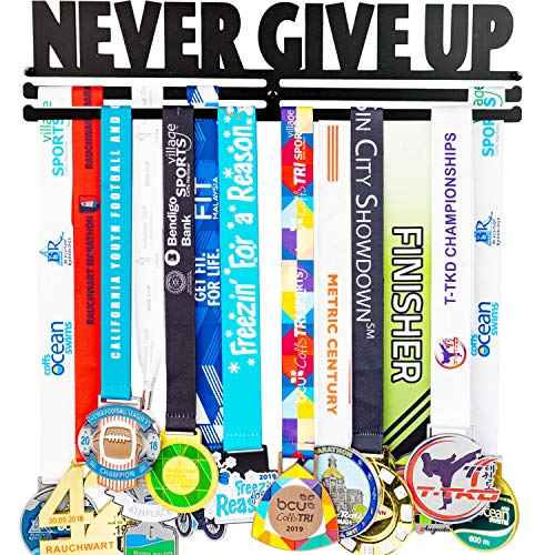 Medal Holder Display Hanger Rack Frame for Over 40 Medals-Sports Medal Hanger and Ribbon Display Holder Rack with Easy Hanging Bars