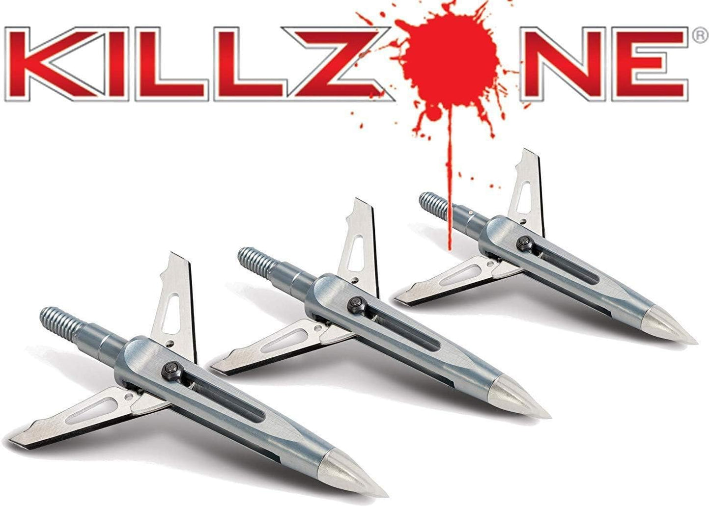New Archery Products Killzone 2 Blade Rear-Deploying Bow Hunting Mechanical Broadheads with 2" Cutting Diameter & Spring-Clip Design - 3 Pack