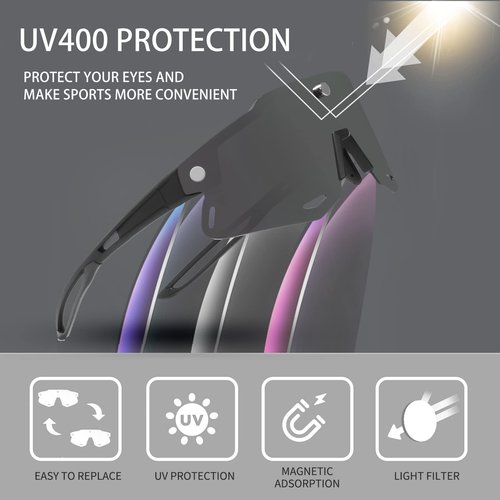 MALIDAK Mens Womens Sunglasses UV400 Protection Sports Magnetic Shades for Cycling, Running, Baseball, Fishing