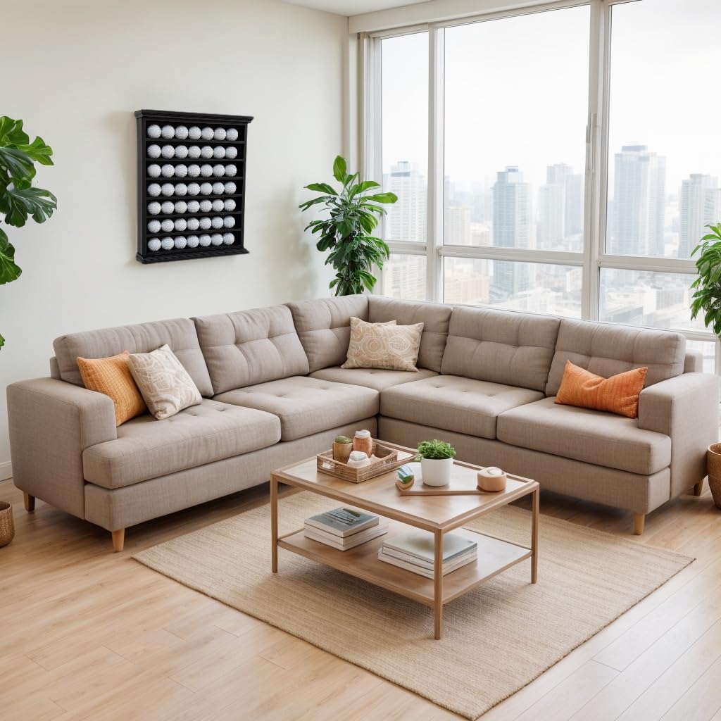 Golf Ball Display Cabinet | Holds 49 Balls | Ideal Collector Gift | Elegant Wall & Table Mount | Solid Wood | Perfect for Enthusiasts Golf Ball Diplay Case Shadow Box for 49-Ball Display Cabinet