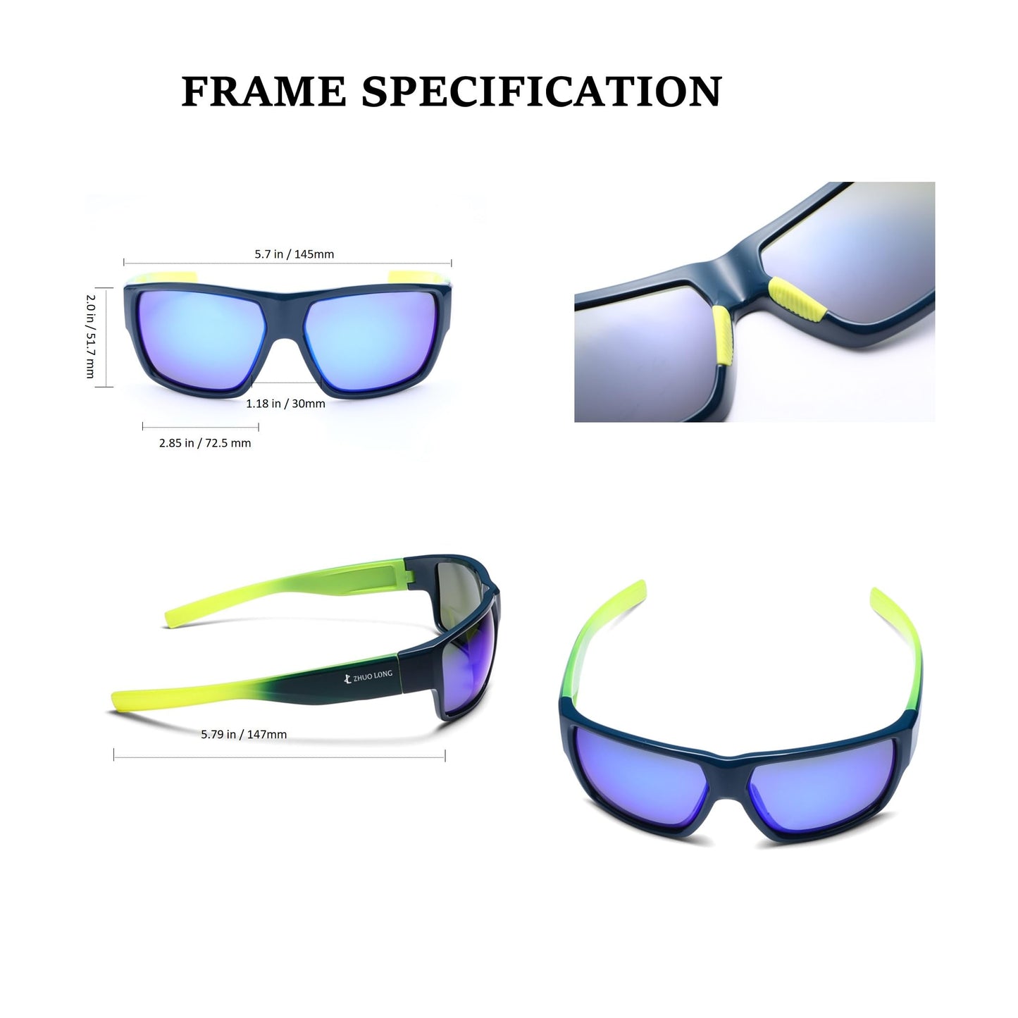 ZHUO LONG Floating Fishing Polarized Sunglasses for Men Women UUV400 Surfing Kayaking Water Sport Outdoor Sport Sunglasses