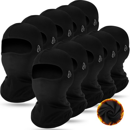 Suhine Winter Balaclava Ski Mask Windproof Thermal Full Face Mask Cold Weather Balaclava with Reflective Stripe(Black,10 Pcs)
