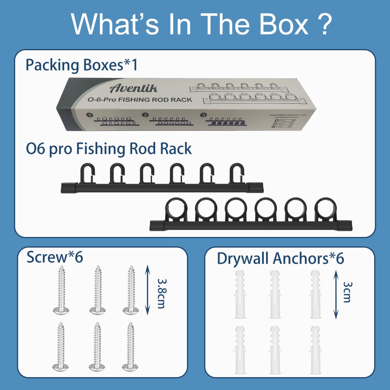 Aventik Fishing Rod Holder for Garage, Ceiling, Wall Mounted Fishing Rod Rack 6 Fishing Pole Storage Vertical/Horizontal Garage Slide Fishing Pole Rack