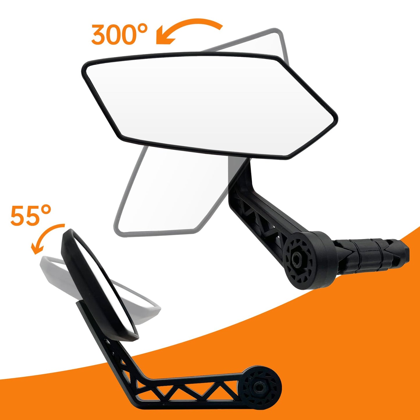 Homieway Bike Mirror 2PCS, HD Glass Bicycle Mirrors for Handlebar Mount, Adjustable Bar End Bike Rear View Mirror, Scratch Resistant Handlebar-Mirror for E-bike, Cycle Rearviewmirror (0.55-0.78")