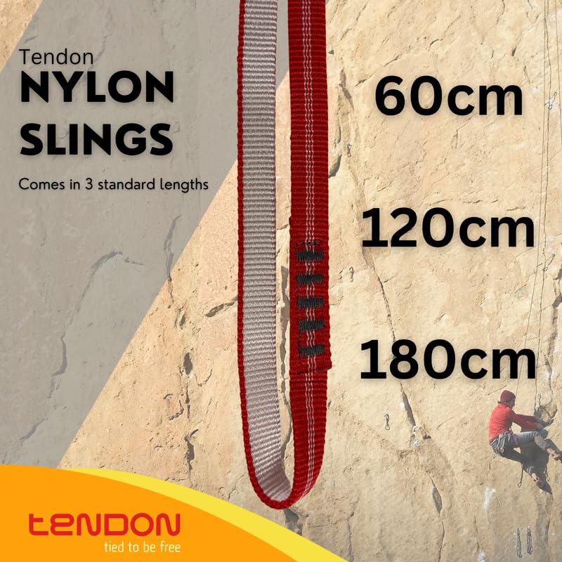 Tendon Nylon Sling - UIAA and CE Certified Rock Climbing Sling - Great for Anchors, Trad Climbing, and Alpine Draws - 16 mm x 180 cm